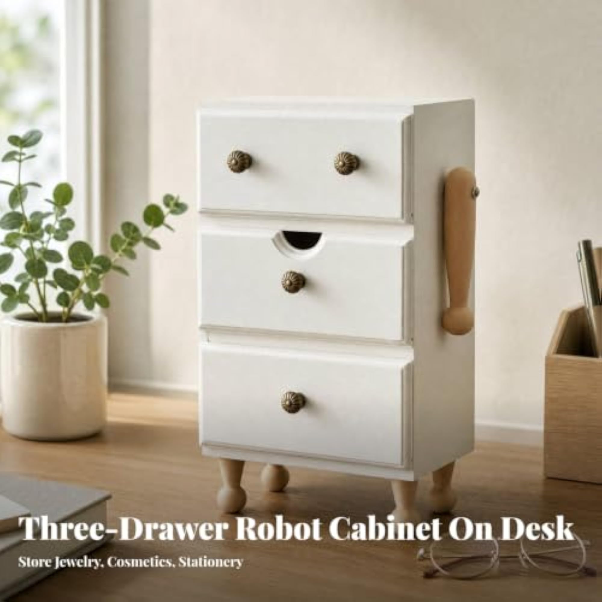 Compact Wood Storage Cabinet, Space-Saving Freestanding Drawer