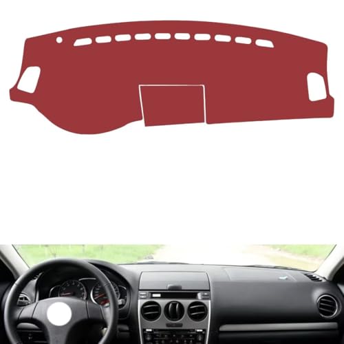 Leather Dash Board Cover mat Compatible with Mazda 6 2004-2016，Anti-Slip,Sun Protection Dashboard Cover-red