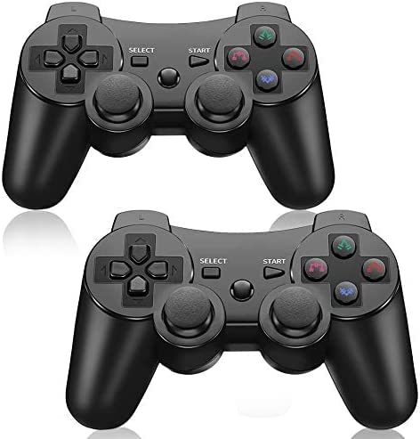 PS3 Wireless Controller Double Shock Hochleistungs-Gamepad für Playstation 3 mit Ladekabel (2 Pack, Schwarz) Cover