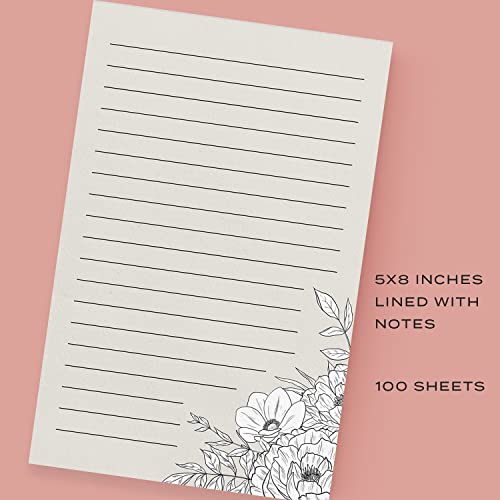 Image of Dashleigh Lux Floral Ivory and Black Notepad, 100 Sheets (5x8 in. - Lined)