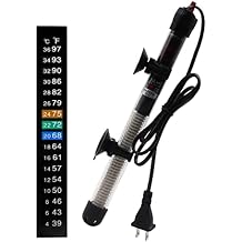 Aquarium Heater 25W 50W 100W 200W 300W Auto Submersible Heater Thermostat Fish Tank Heater with Suction Cups Thermometer Sticker Submersible Heater 100W