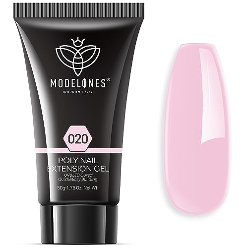 MODELONES Poly Nail Gel Builder 50ML 1.76oz Soft Pink Color Nail Extension Gel Enhancement Nail Thickening Acrylic Extension Trial Professional Technician Tool