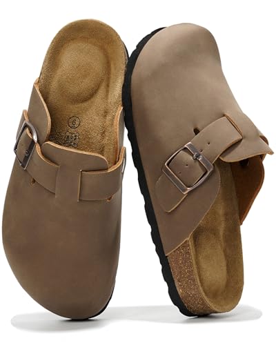 Image of Project Cloud 100% Genuine Leather Footbed Clogs for Women - Memory Foam Arch Support Slippers for Women - Trendy Slip-ons Women's Mules & Clogs Sandals
