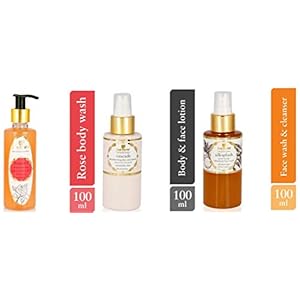 Just Herbs Body Lotion, Shatpatri Wild Indian Rose Gentle Body Wash and Silk Splash Neem-Orange Rehydrant Ayurvedic Face…