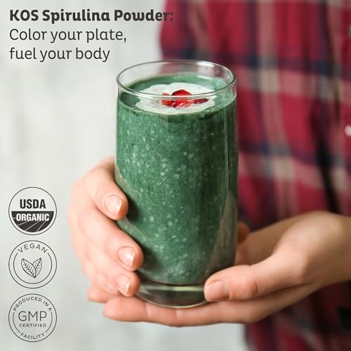 image for KOS Organic Spirulina Powder - USDA Certified Organic, 109 Servings of