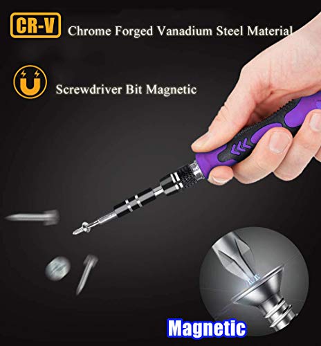 Precision Screwdriver Set Magnetic - Mini 124 in1 Professional Screw driver Tools Sets PC Repair Kit for Mobile Phone Tablet Computer Watch Camera Eyeglasses Electronic Devices DIY Hand Work (PURPLE)