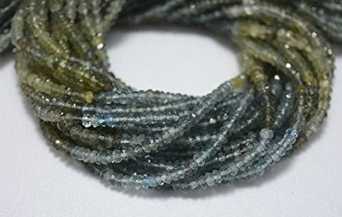 Aigue-marine mousse perles rondelles LKBEADS 3.5mm pour enfilage sans défaut