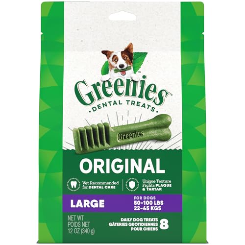 Greenies Original Large Dental Dog Treats, 12 oz. Pack (8 Treats)