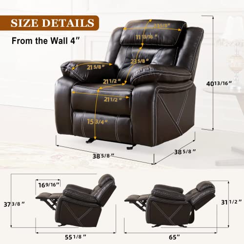 Sillón reclinable de cuero sintético marrón miniatura 2