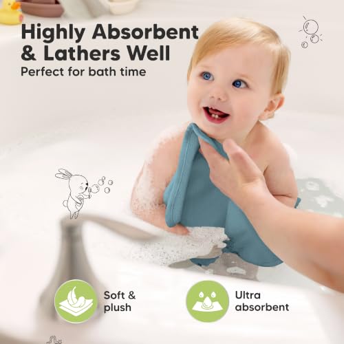 Image of 12-Pack Baby Washcloths, Soft Absorbent Washcloths for Face, Body (Depths)