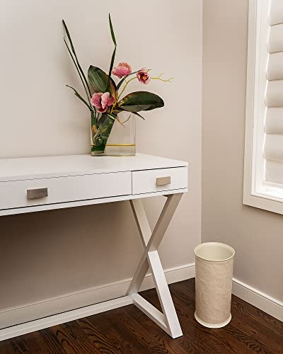 Made In Usa Faux Beige Leather 5-Gallon Sleek And Stylish Vinyl Waste Basket (10.25” X 12.5”) #TOP3