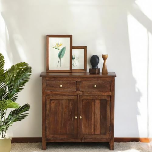 Image of Solid Wood Crockery Cabinet | Multipurpose Sideboard for Kitchen & Dining | Scratch-Resistant Tubaq Finish | Elegant Storage Solution
