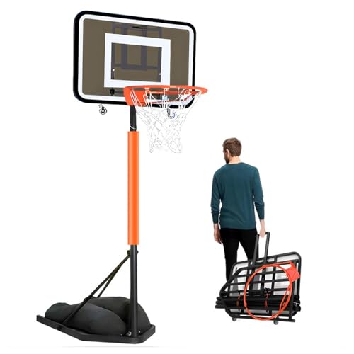 Adjustable Portable Basketball Hoop for Outdoor Use, Foldable Goal with Backboard, Easy Setup, Height Adjustable for All Ages, Perfect for Backyard Fun and Training