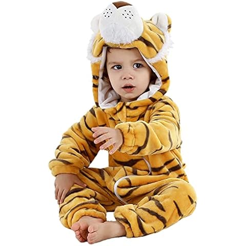 MAMIMAKA Baby Animal Hooded Baby Boys Girls Romper Winter Flannel Jumpsuit Long Sleeve Sleepsuit 0-24 Months Cover