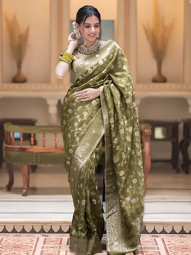 Image of Yashika Women's Pure Kanjivaram Silk Saree Soft Banarasi Style Wedding With Blouse Piece | Saree For Women | New Sari