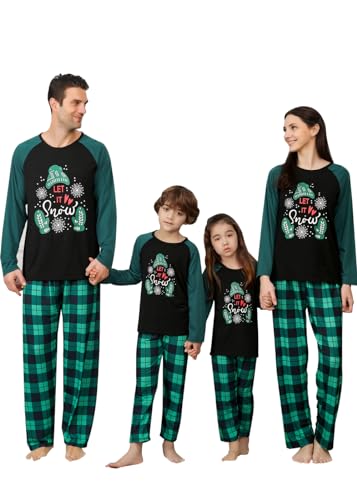 VNVNE Family Christmas Pjs Matching Sets for Women/Men/Couples/Adults, Holiday Xmas Reindeer Elf Plaid Pajamas Sleepwear