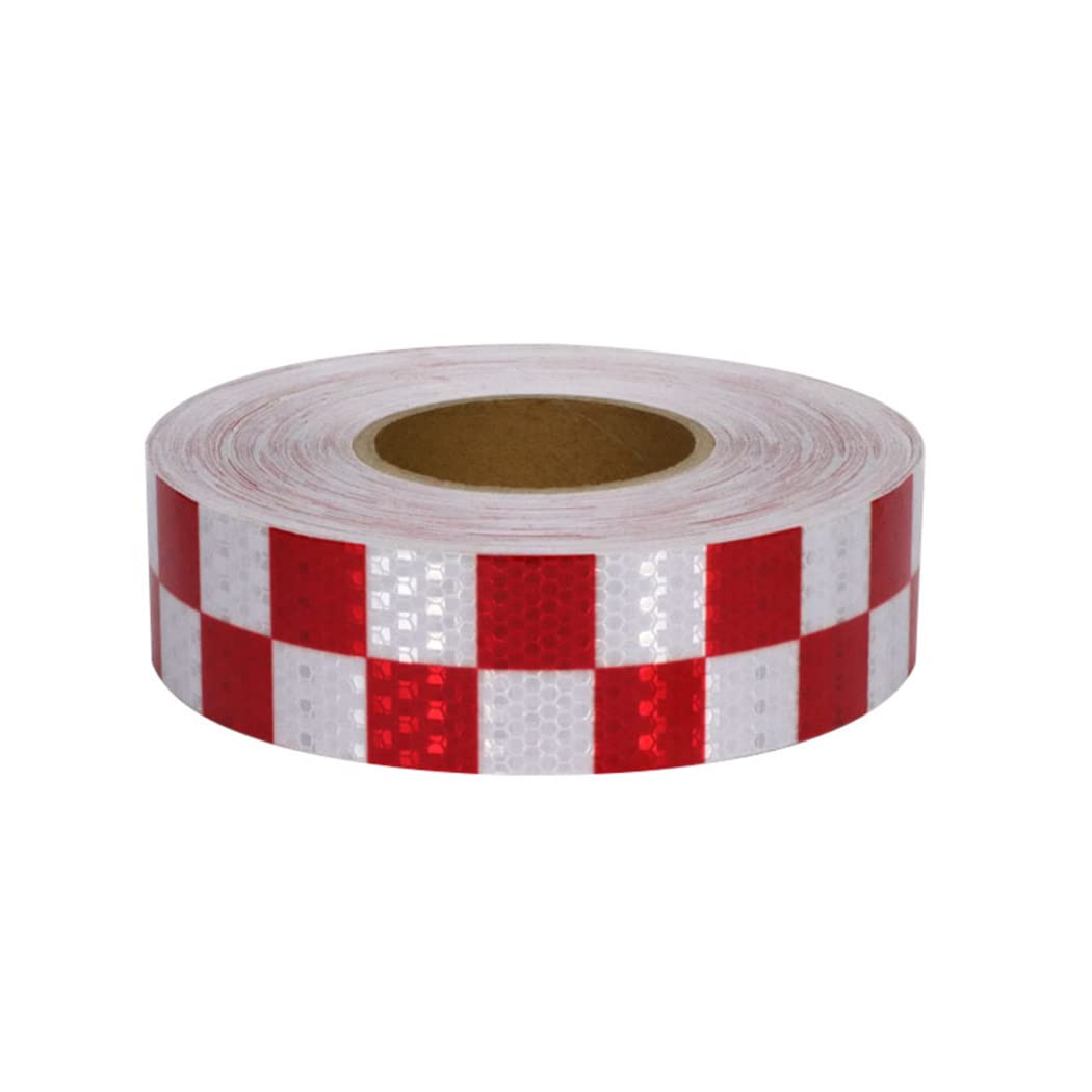 Cinta de señalización de peligro, Cinta Reflectante de Advertencia Seguridad Multicolor 5cm x 50m(Red+white)
