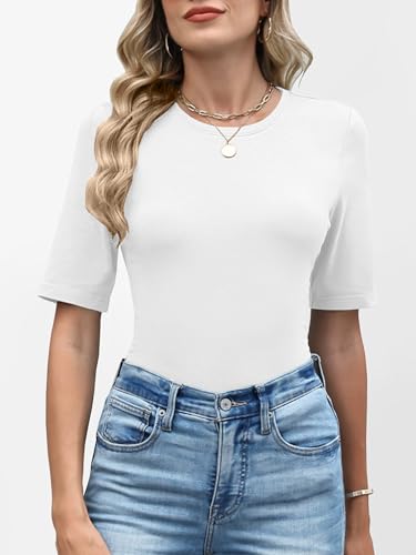 Image of ANRABESS Womens Half Sleeve Tops Crewneck Shirts Basic Fit Work Tee
