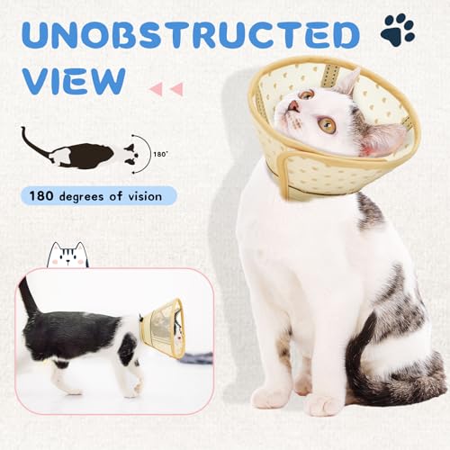 Supet Coleira de Cone para Gato, Cone de Recuperação de Malha de Ar para Gatos Após Cirurgia para Pa