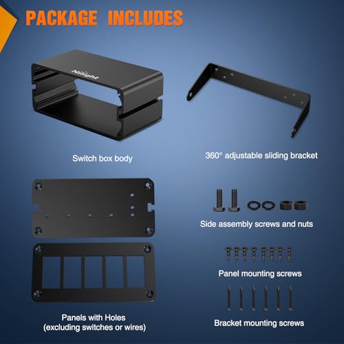 Image of Nilight 5 Gang Rocker Switch Box Detachable Housing 5 Holes Aluminum Panel