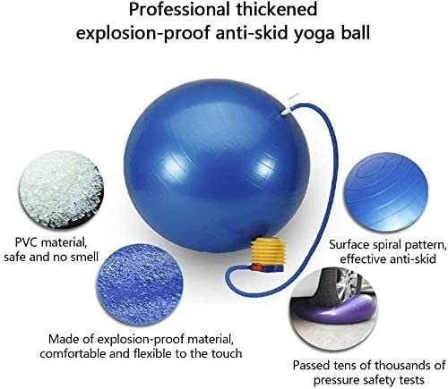 Ballon de gym et pilates bleu 45cm avec pompe à air de gonflage - 5