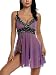 Avidlove Women V Neck Babydoll Strap Lingerie Lace Chemise Teddy Outfits Purple (FBA) M