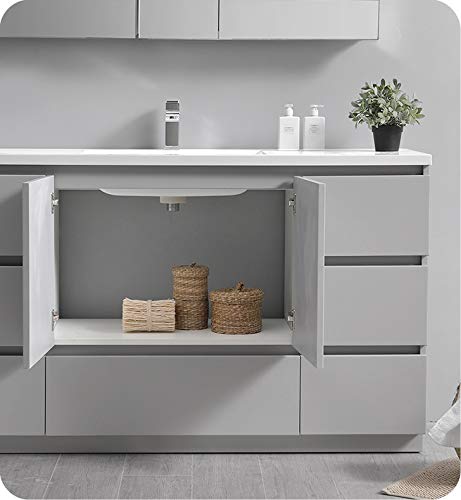 Fresca Lazzaro 60" Gray Free Standing Single Sink Modern Bathroom Cabinet #TOP6