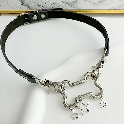 NUEAYMS Pentagrams Big Bone Leathers O Style Choker DIY Star Pendant Necklace for Women Punk Aesthetic Necklace Accessory2