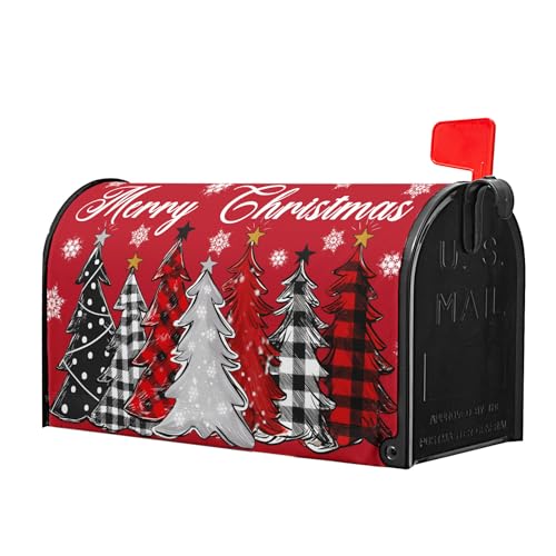 Image of Merry Christmas Mailbox Covers Magnetic Standard Size 25.5 inch X 21 inch Christmas Tree Snowflake Mailbox Wraps Letter Post Box Cover for Home Garden Outdoor Yard
