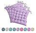 Produktbild wometo 4er Set Sitzkissen Stuhlkissen Sitzpolster 40x40 cm Baumwolle - lila OekoTex Sitzauflage Leinen-Optik Auflage für Haus und Garten Polster Befestigungsbänder für sicheren Halt gemütlich lila