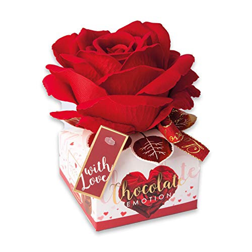 Günthart 1 rosa de tela | en caja | rellena con finos bombones | chocolate con leche relleno de crema de avellana.