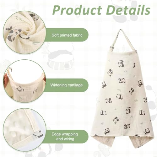Image of SNOWIE SOFT Cotton Muslin Nursing Cover, Breathable Lightweight Cotton Privacy Coverage for Breastfeeding, Breathable Lightweight Baby Feeding Cover for Travel, Outdoor Use 84x59CM