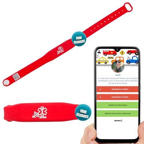Image of Smart Bands for Kids if Lost, Child Safety ID Wristband for Autism, Autism Awareness Medical Alert Bracelet, Disney Accessories for Autism, Wristband Food Allergy, Food Allergy Awareness, QR code Bracelet for Kids