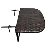 Brown Indoor and Outdoor Foldable Wicker Balcony Table with Metal Frame and...