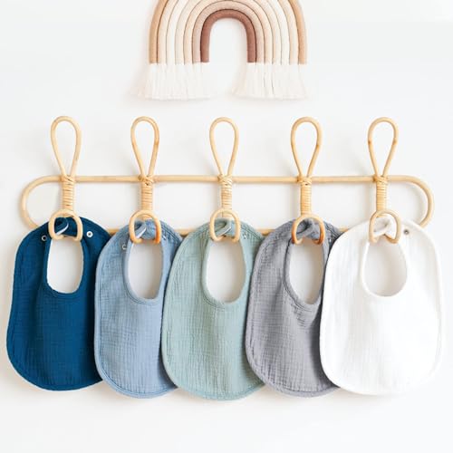 Image of Konssy Muslin Baby Bibs 8 Pack Baby Bandana Drool Bibs Cotton for Unisex Boys and Girls, Soft Absorbent Set for Teething and Drooling