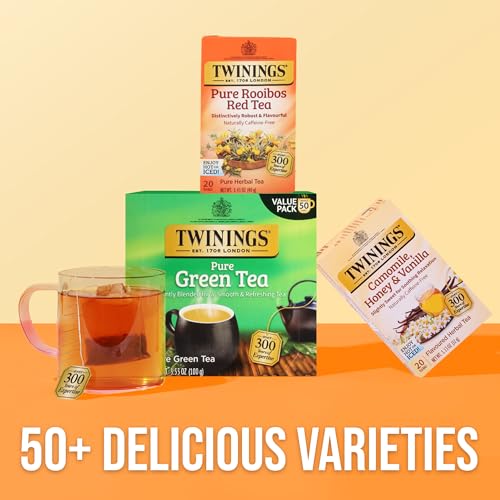image for Twinings Pure Rooibos Red Herbal Tea Individually Wrapped Bags, 20 Cou