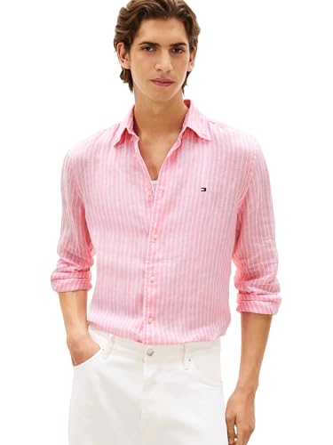 Image of Tommy Hilfiger Men's Long Sleeve Casual Linen Button Down Shirts in Regular Fit
