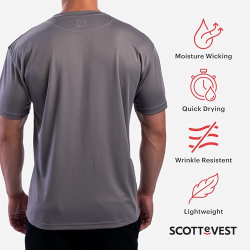 SCOTTeVEST Short Sleeve Performance T-Shirt for Men - 3 Hidden Pockets - Moisture Wicking Shirt for Travel & More3