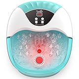 Turejo Foot Spa Bath Massager with Heat Bubbles Pumice Stone Digital Temperature Control 14 Massage Rollers Red Light, Pedicure Foot Spa Tub Soaker for Stress Relief