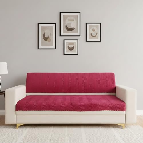 Image of Homerz Premium Velvet Sofa Cover Panel | Soft & Velvety Fabric | Rich Vibrant Colours | Sofa Protector for Living Room (Maroon, 3 Seater, Seat Cover with Backrest)