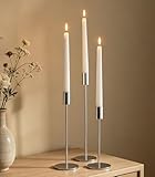 Filltown Silver Candle Holder Set of 3, Candlestick 32/27/22CM, Tall Candle Holder for 3/4 inch Pillar Candle Decorations, Mantels, Weddings, Dinner Parties, Table Centerpieces