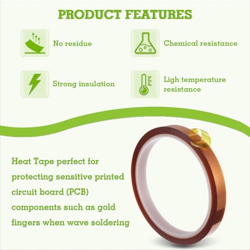 Image of 10mm X 33m 108ft High Temp Tape Sublimation No Residue with Silicone Adhesive for Protect CPU and 3D Printer Work Surface Soldering(4 Roll,Dark Brown)