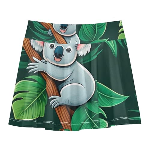 Kid Teen Girls Skorts Athletic Shorts Skirts with Shorts Teen Cheer Cute Koalas Trees Green Tropical 4t2