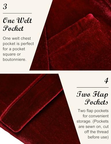 Image of COOFANDY Men's Velvet Blazer Notched Lapel Velour Suit Jacket One Button Tuxedo Jackets for Wedding Prom Party Dinner