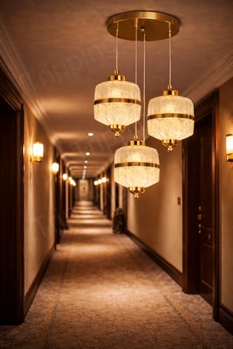 Image of TRIPPING 20W LED 3-in-1 Adjustable Crystal Glass Pendant Ceiling Light - Warm White, Natural White & Cool White Gold Finish 3-Light Hanging Lamp for Living Room, Bedroom, Balcony & Dining Area 547