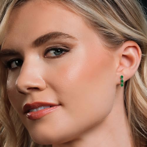 Gem Stone King Oval Gemstone Birthstone 3 Stone Dangle Earrings For Women | 925 Sterling Silver | Oval 6X4MM | Fine Jewelry Gifts for Her Mom Women Wife4