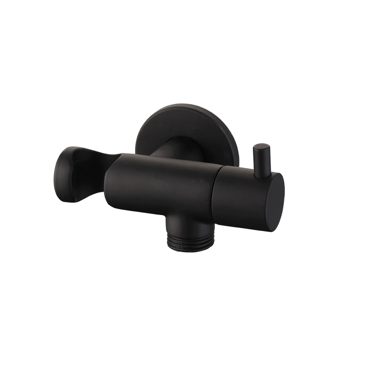 Kit Douchette WC/Bidet Design Noir Mat – Ensemble Complet en Laiton Massif avec Robinet d’Arrêt Intégré, Support Mural et Flexible 120 cm – Uniquement pour Eau Froide