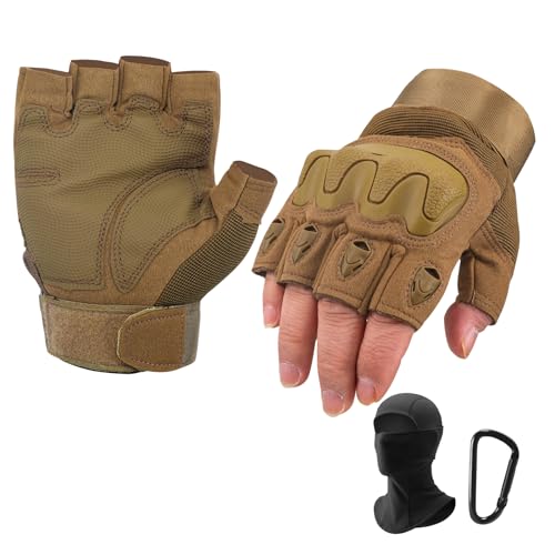 ZAIXIA Tactical Gloves for Men & Women,Motorcycle Fingerless Gloves, Gloves for Motorcycle Riding,Hunting,Hiking, Climbing (Come with Balaclava Face Mask)