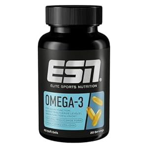 ESN Omega-3, 60 Kapseln, hochdosiertes EPA & DHA, unterstützt Herz, Gehirn & mehr, 1200 mg EPA & 900 mg DHA pro Portion, regelmäßig geprüft – made in Germany