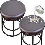 HFCNMY Stool Cover, Waterproof PU Stretch Round for 12-17 Inch Bar Stool, 2Pcs (Coffee)